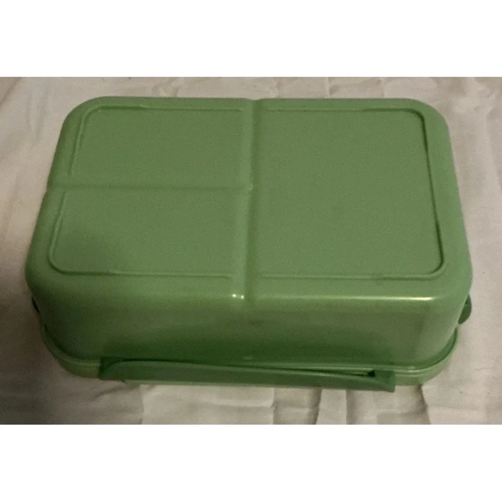 Lunch Box Avacado Green Plastic Utensils Chopsticks‎ Fork Knife Spoon Snap Sides